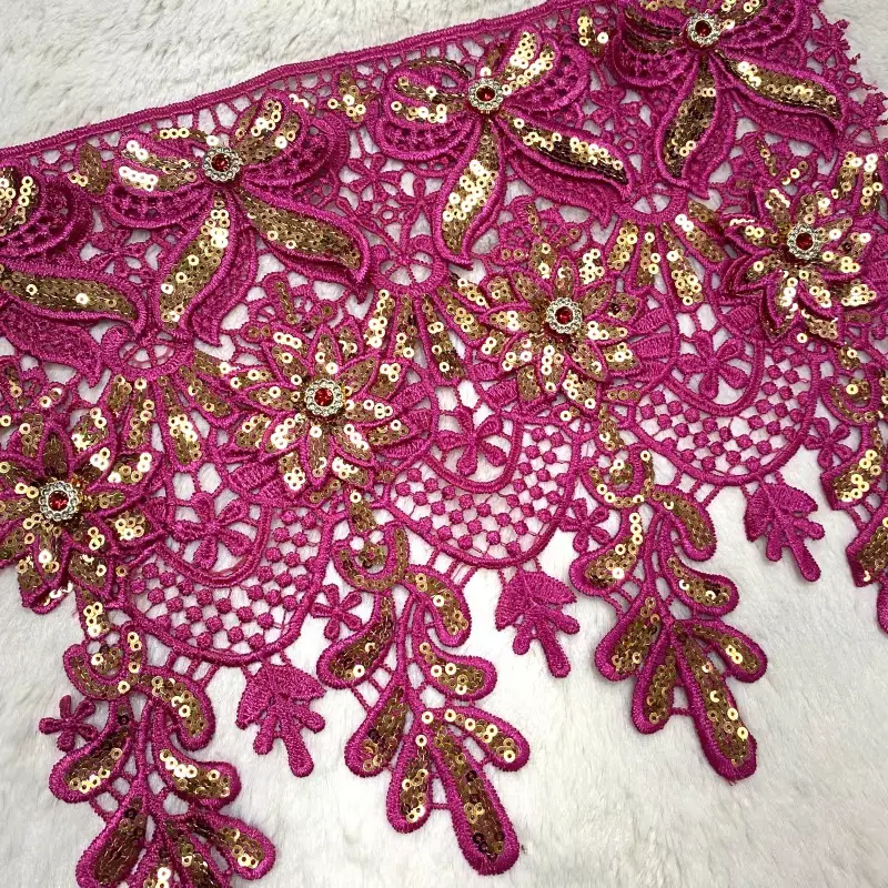 Fashionable High Quality Short Three Dimensional Floral Sequin Lace Suitable For Dresses And Other Accessories