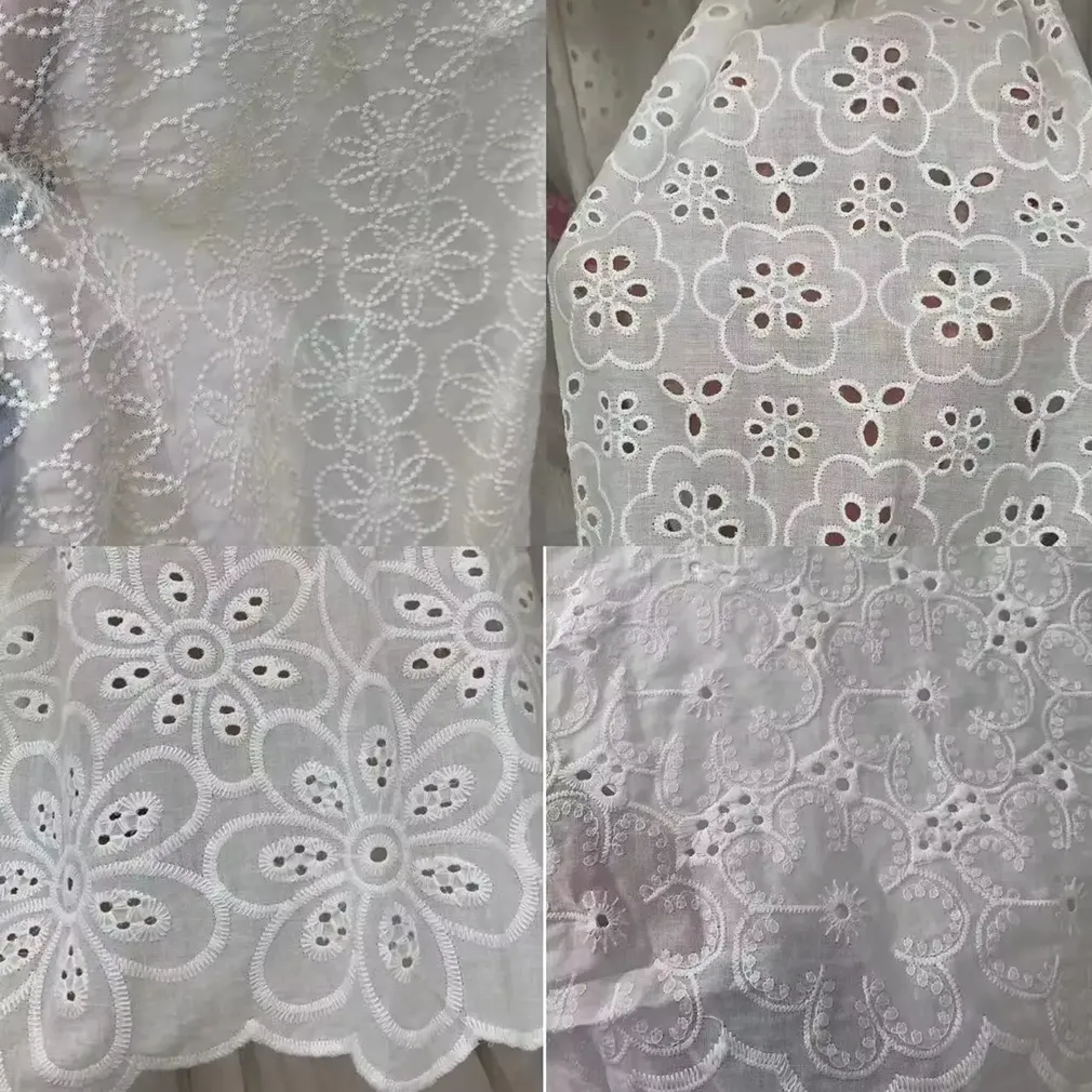 New Arrival 3d Flower Decorated 100 Cotton Embroidery Lace Fabric With Eyelet Holes For Women Shirt Clothing New Arrival 3d Flower Decorated 100 Cotton Embroidery Lace Fabric With Eyelet Holes For Women Shirt Clothing