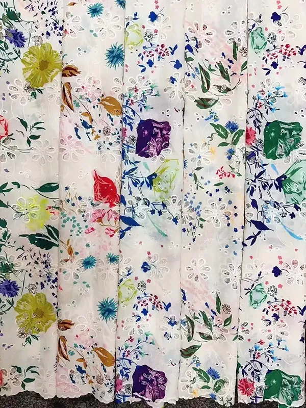 New Arrival 3d Flower Decorated 100 Cotton Embroidery Lace Fabric With Eyelet Holes For Women Shirt Clothing New Arrival 3d Flower Decorated 100 Cotton Embroidery Lace Fabric With Eyelet Holes For Women Shirt Clothing