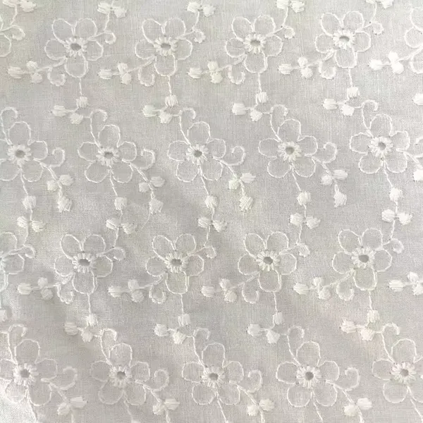 White Cotton Lace Embroidery Eyelet Fabric For Dress White Cotton Lace Embroidery Eyelet Fabric For Dress