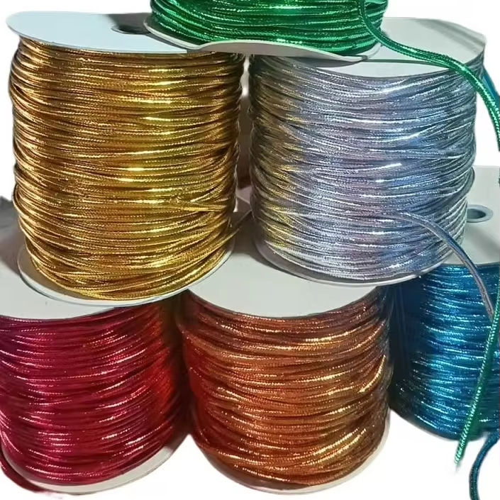 5 mm rəngarəng metal poliestester ip zərgərlik ipi metal kordon ipləri