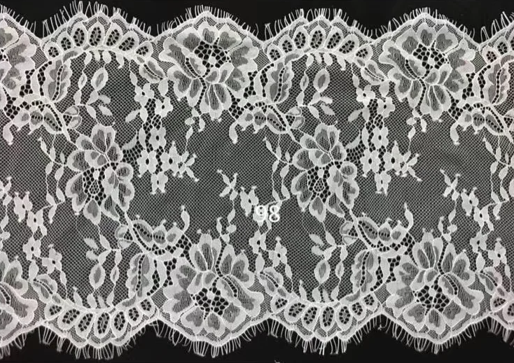 Fan-shaped Nylon Eyelash Lace Trimming for Underwear Decoration Double Scalloped Eyelash Lace Trim