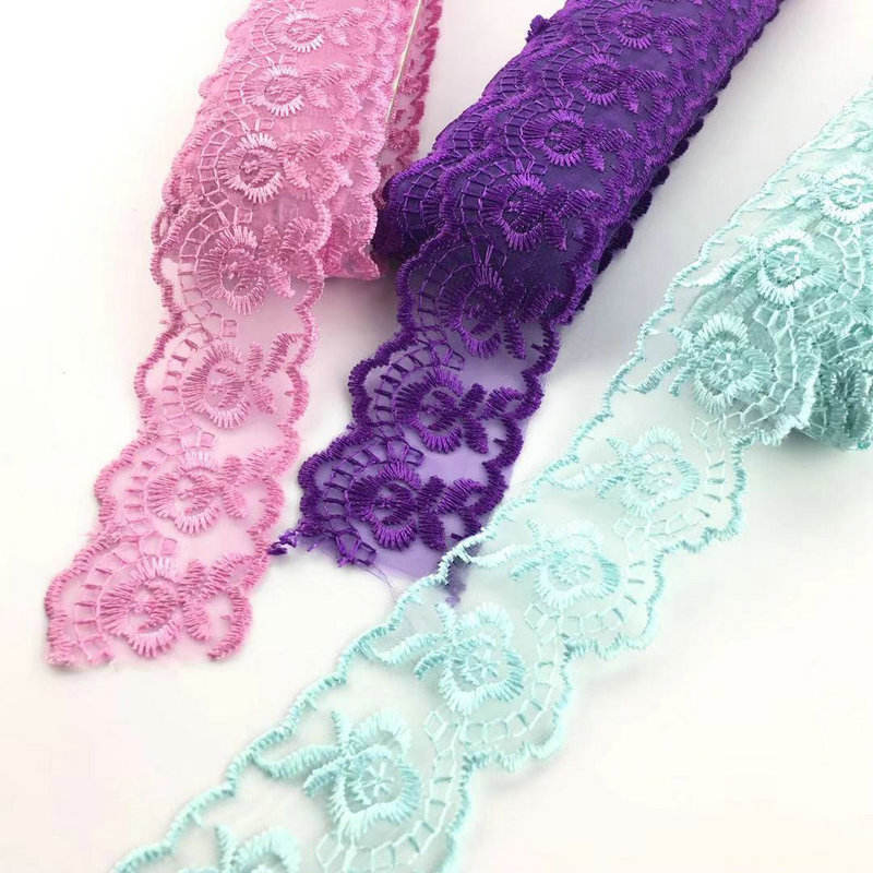 Klassik Dizayn Multi Colors Organza Lace Trim Nakış Organza Lace Topdansatış