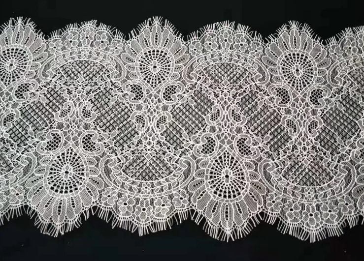 Fan-shaped Nylon Eyelash Lace Trimming for Underwear Decoration Double Scalloped Eyelash Lace Trim