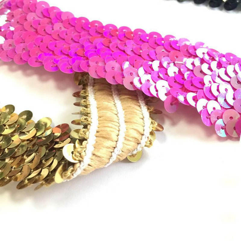 Fərqli genişlikli bling bitirmək örgülü elastik sequin krujeva trim