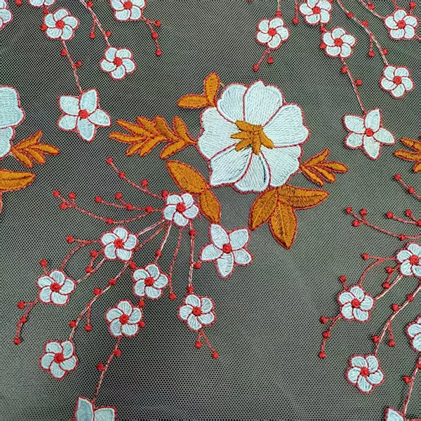 Paltarlar üçün Vintage Çoxrəngli Nakışlı Mesh Krujeva Parça