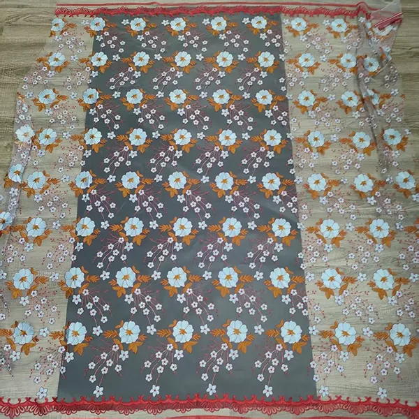 Paltarlar üçün Vintage Çoxrəngli Nakışlı Mesh Krujeva Parça