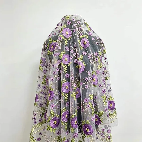 Paltarlar üçün Vintage Çoxrəngli Nakışlı Mesh Krujeva Parça